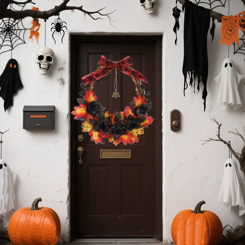 Halloween Wreath for Front Door C-9 Artificial Fall Decor for Thanksgiving