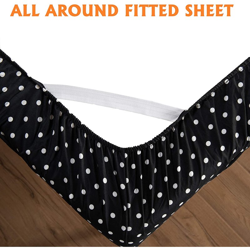 Polkadot Pattern Percale Bedding Set Full Black - Elegant Comfort