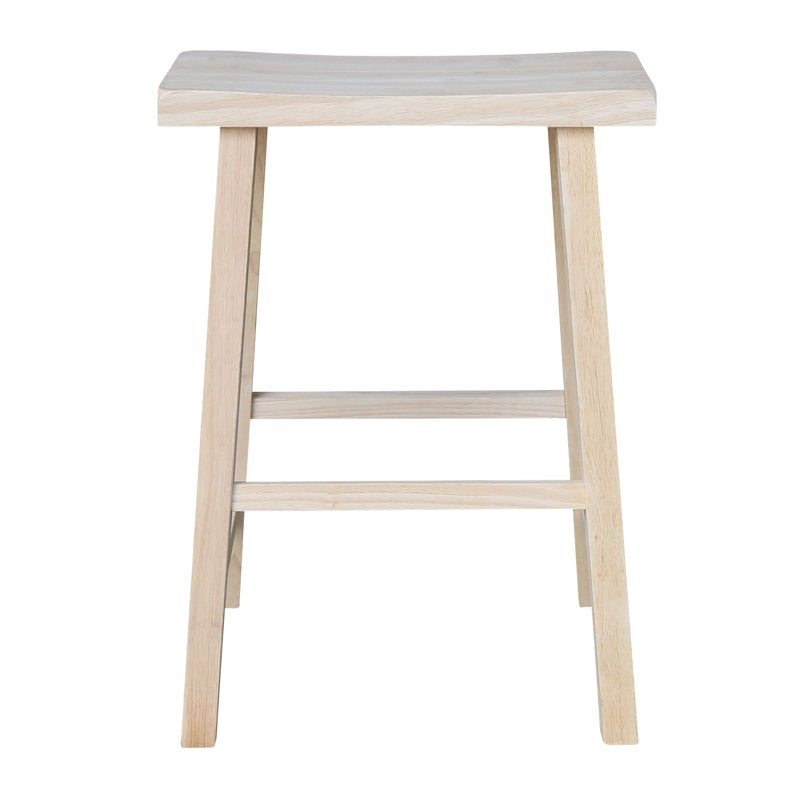 24-Inch Unfinished Wood Saddle Stool for Kitchen & Dining