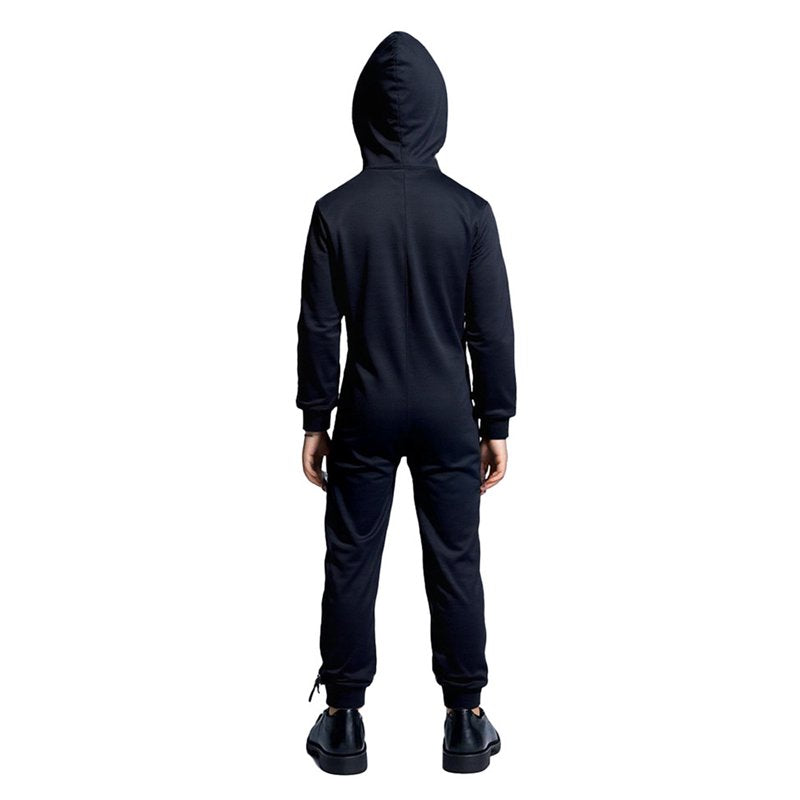 Hooded Skeleton Costume for Kids 5-6 Years - Glow-in-the-Dark Halloween Jumpsuit