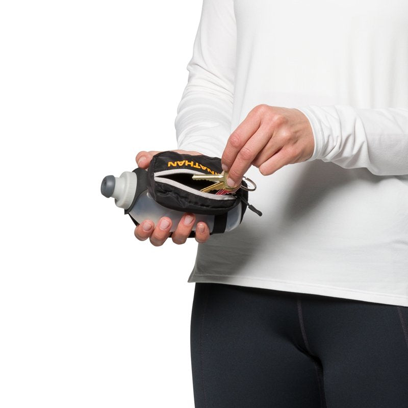 12oz Handheld Running Bottle Holder - 2 Pack, Black/Marigold