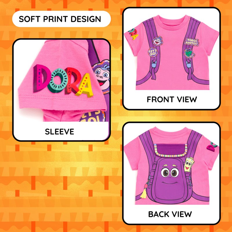 Pink & Orange Dora the Explorer Toddler Outfit Set - Kids T-Shirt & Shorts, Size 7-8