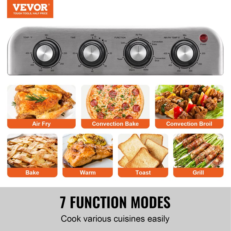 7-in-1 Air Fryer Toaster Oven - 18L Stainless Steel Convection Countertop Oven