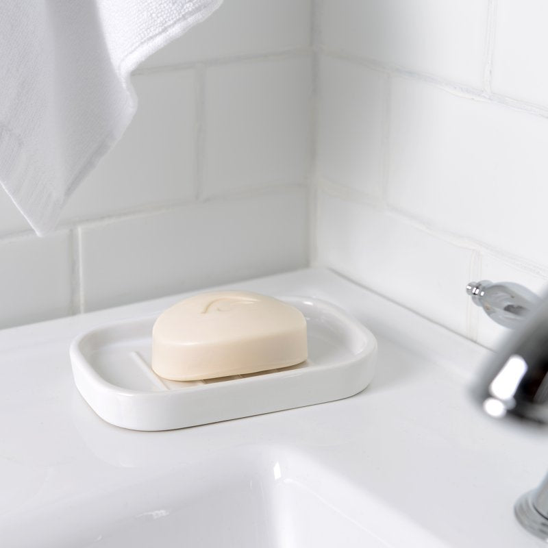3 Pack Ceramic Soap Dish - White Rectangular Bathroom Accessory