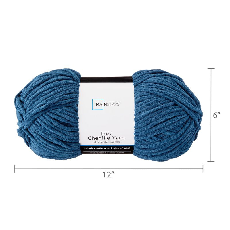 Bulky Chenille Yarn - Orion Blue, 220 yd, 100% Polyester, Mainstays