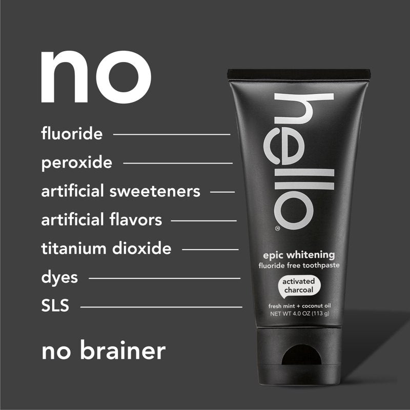 Activated Charcoal Whitening Toothpaste, Fluoride Free Fresh Mint, 4 Oz