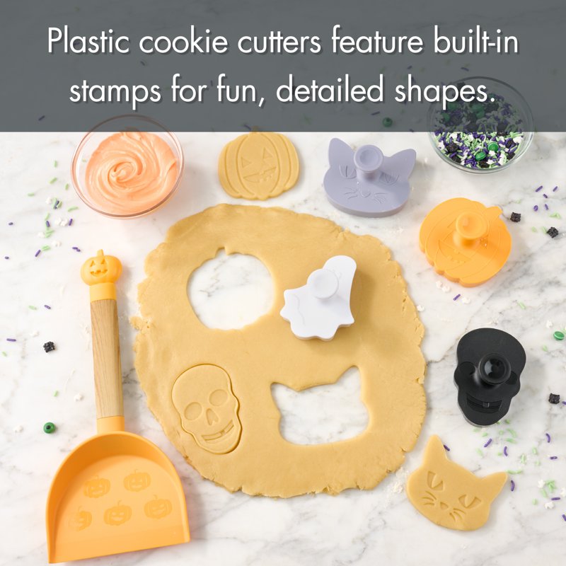 Halloween Cookie Cutter & Stamp Set - Spooky Baking Tools for Festive Treats