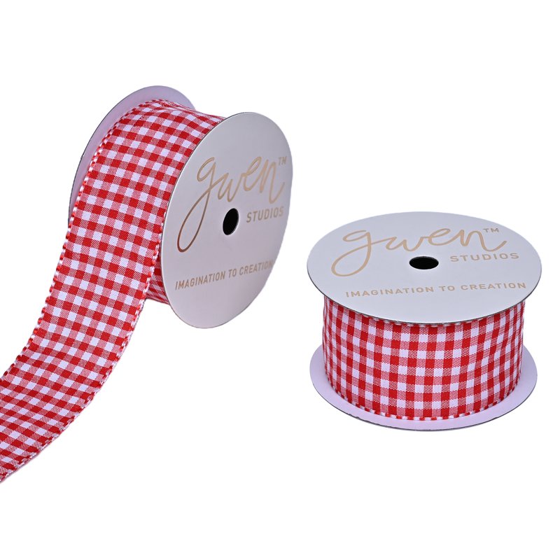 Red Gingham Ribbon 1.5 Inch Wide, 3 Yards for Crafts & Decorations