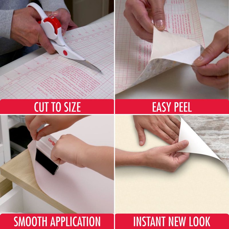 Self-Adhesive Vinyl Contact Paper Roll - Linen Cream, 18" x 16 ft