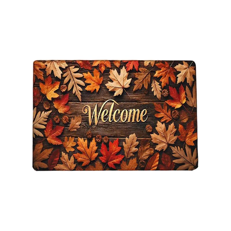 Thanksgiving Fall Doormat with Maple Leaves - Non-Slip Outdoor Indoor Entrance Mat (J)