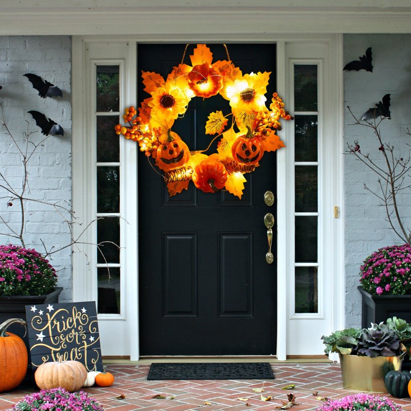 Halloween Wreath Ghost Festival Decoration 2-D Scene Wall Hanging Harvest Door Decor