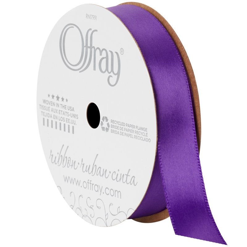 Purple Satin Ribbon 3 Pack - Offray 3.25 x 0.62 Inch Craft Trim (Regal Purple)