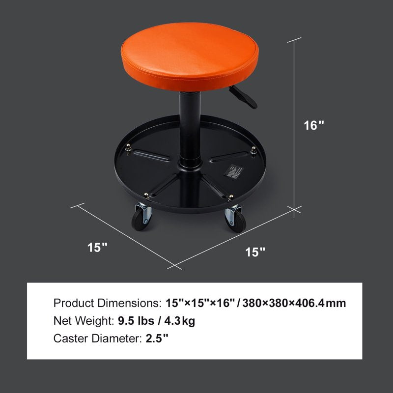 Pneumatic Rolling Mechanic Stool - 250 LBS Capacity, Adjustable Height