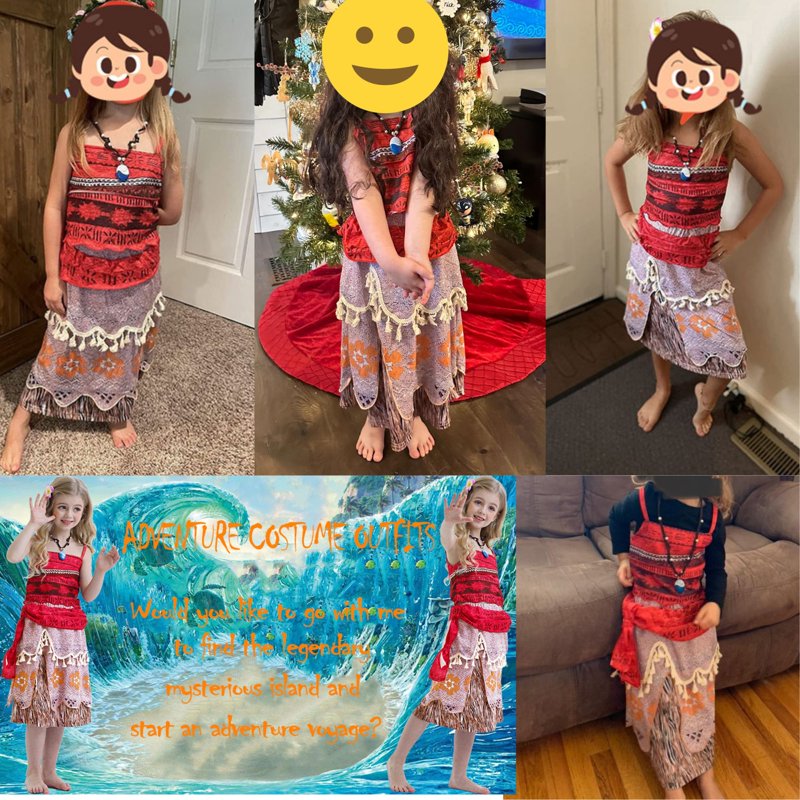 Girls Princess Costume Set Two-Piece Crop Top & Skirt - Red, 5-6 Years, D001 Variation