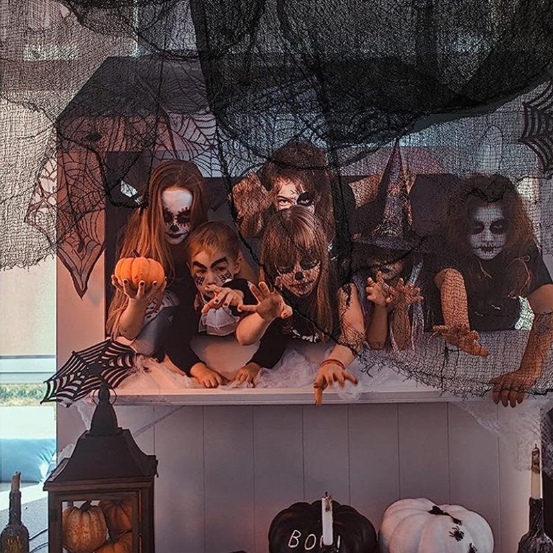 Halloween Creepy Cloth Set - Black & White Spooky Indoor Outdoor Decor E