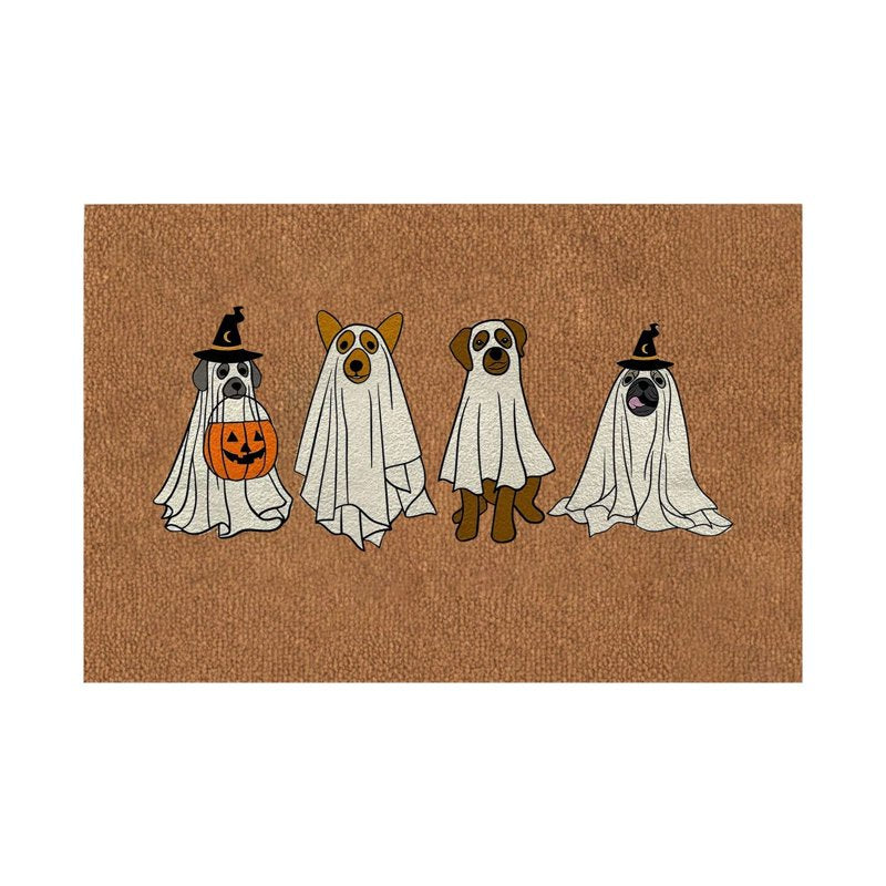 Halloween Ghost Dog Doormat - Indoor Outdoor Pet Entry Rug for Dog Lovers