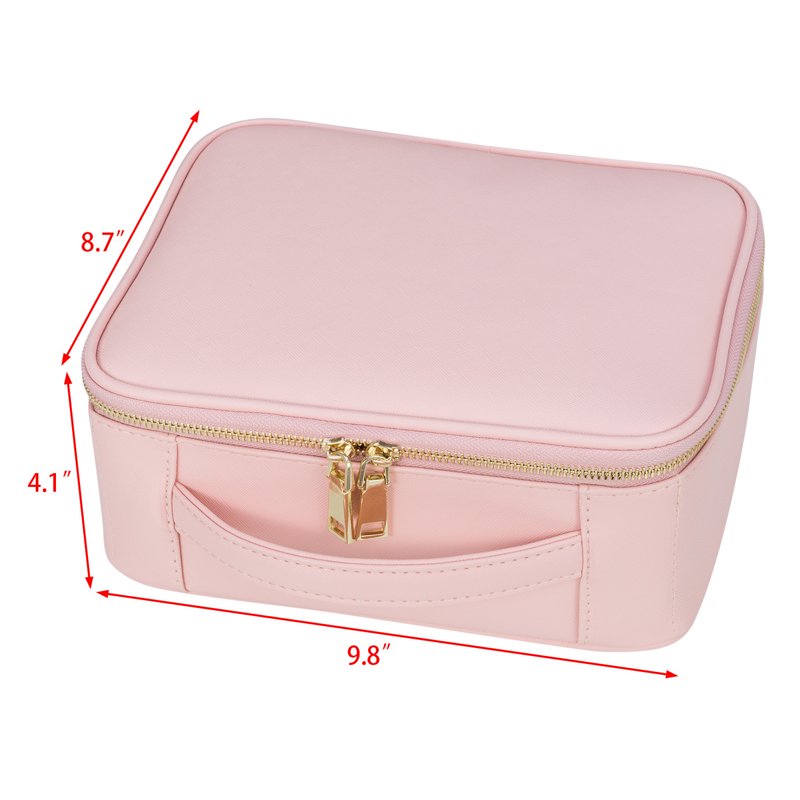 Portable Makeup Train Case - 9.8'' Cosmetic Organizer - Pink