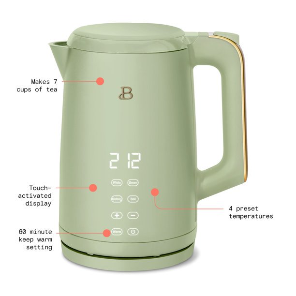 1.7L Electric Kettle 1500W with One-Touch Activation - Sage Green