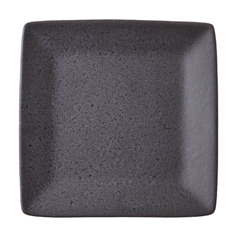 Stoneware Salad Plates - 2 Pack Dark Gray Square Design