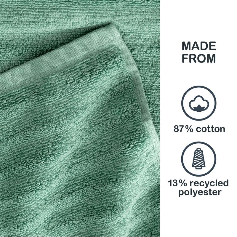 Performance Cotton Textured Bath Towel Set - Green Sage, 6 Pieces
