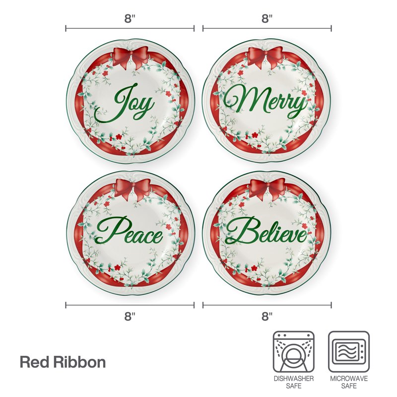 Winterberry Salad Plate Set - Set of 4 Stoneware Plates