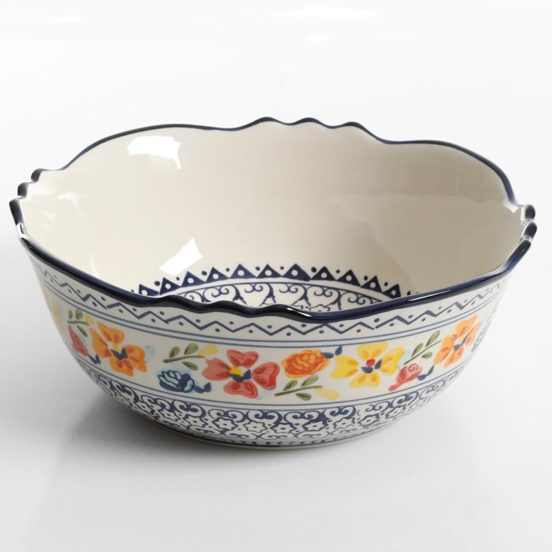 2-Piece Stoneware Bowl Set - Hand-Painted Ceramic, Multicolor