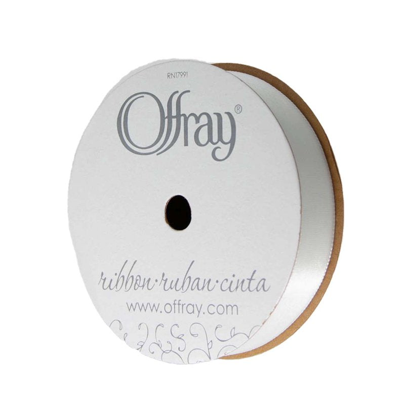 Offray 5/8-Inch x 18 Feet Satin Ribbon - White, Single Face Craft Trim