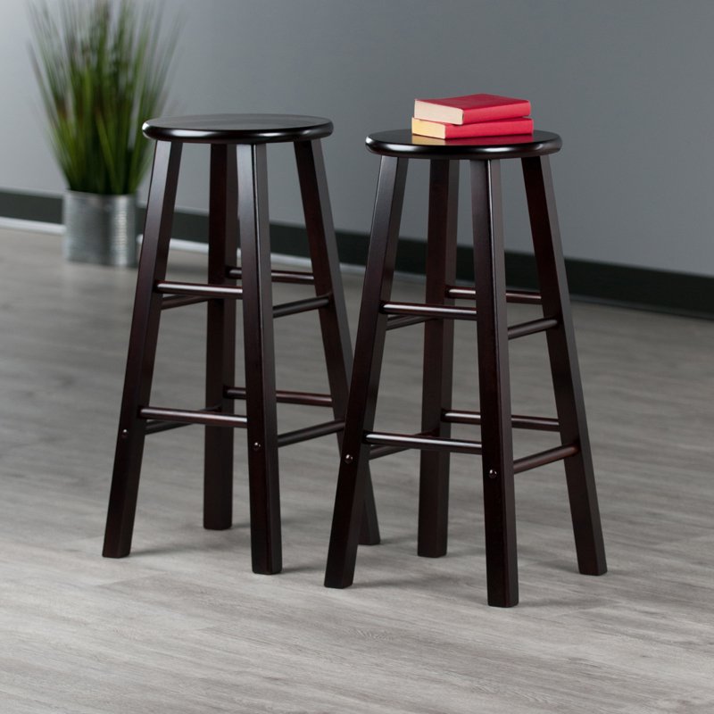 Espresso Bar Stools Set - 29" Height, 2-Piece