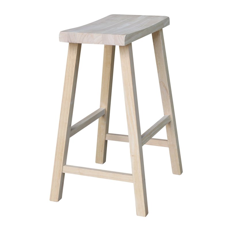 24-Inch Unfinished Wood Saddle Stool for Kitchen & Dining