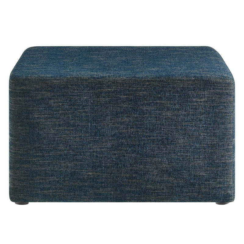 28" Square Upholstered Ottoman with Woven Heathered Fabric