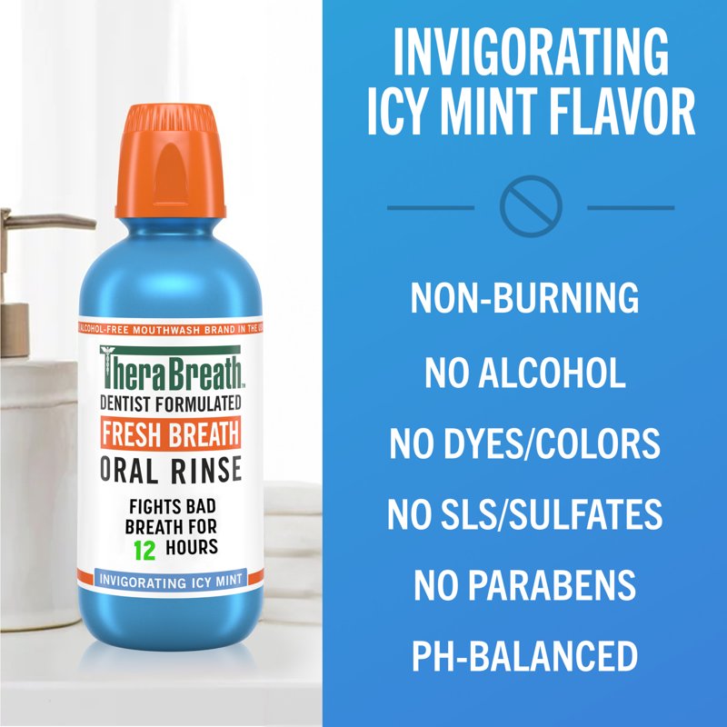 Fresh Breath Alcohol-Free Mouthwash, Icy Mint, 16 fl oz