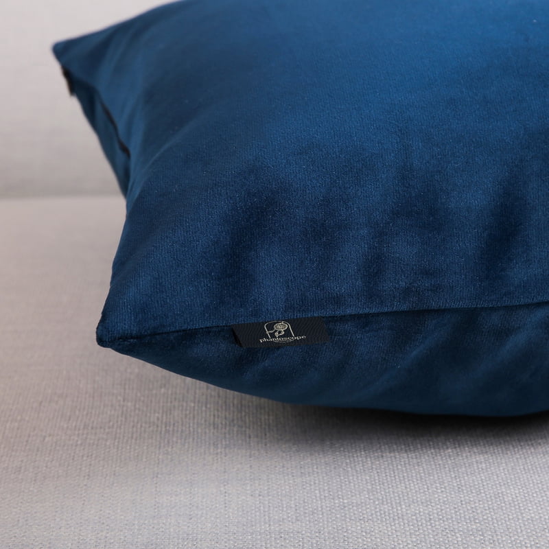 Navy Blue 20x20 Inch Velvet Throw Pillow Set - Soft Decorative Cushions, Square, 2 Pack