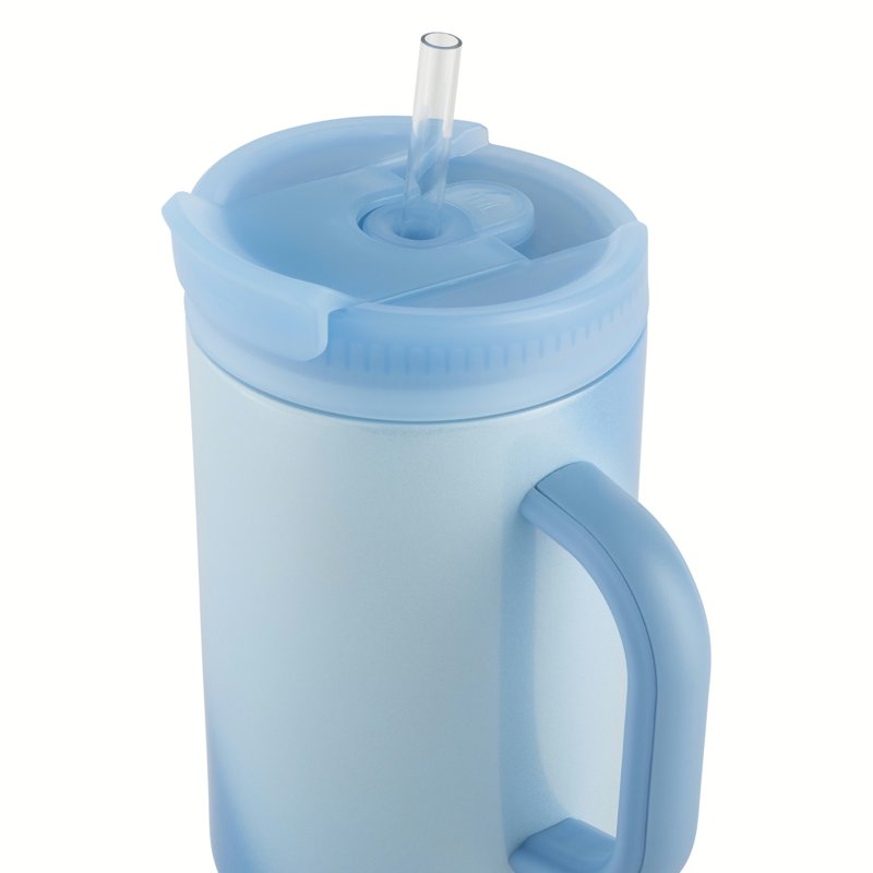 Stainless Steel Hudson Tumbler with Straw - 40 fl oz Shimmer Blue Swirl