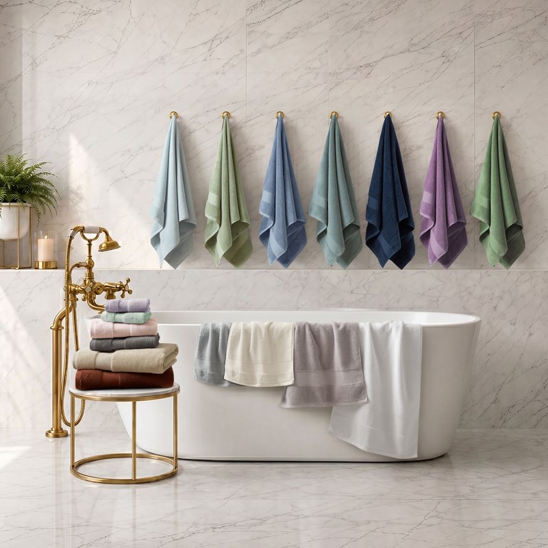 AsterOutdoor 6-Piece Turkish Cotton Bath Towel Set - Sand, 600 GSM Luxury & Absorbent