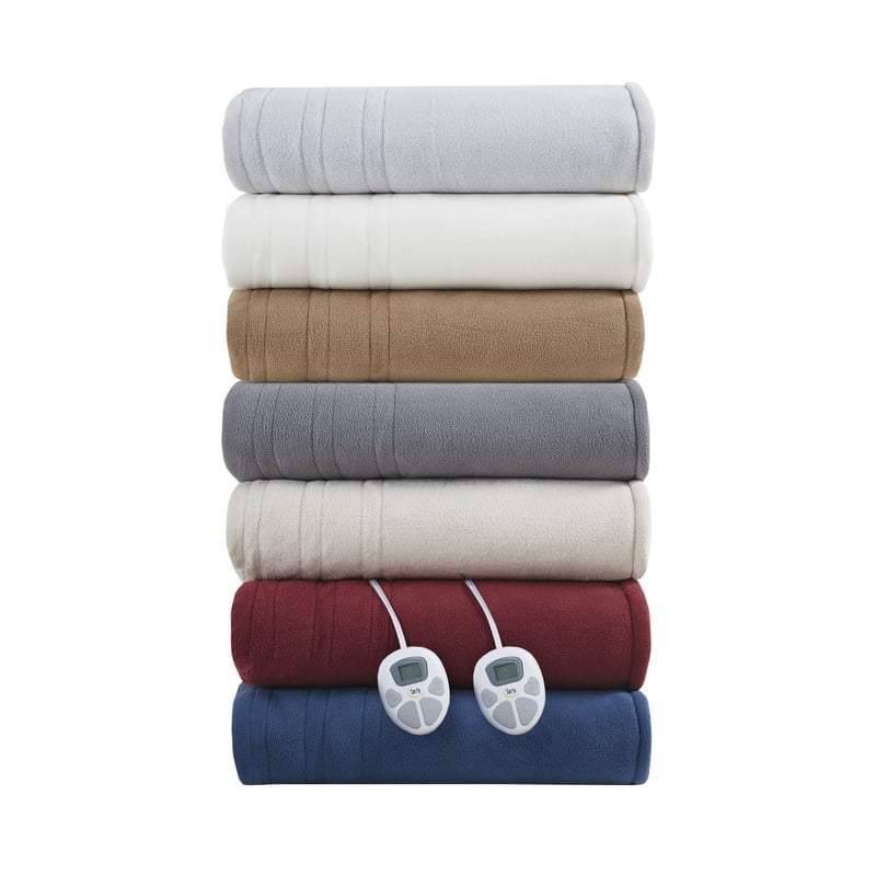 Serta Heated Blanket Queen Tan Fleece to Sherpa Electric Throw