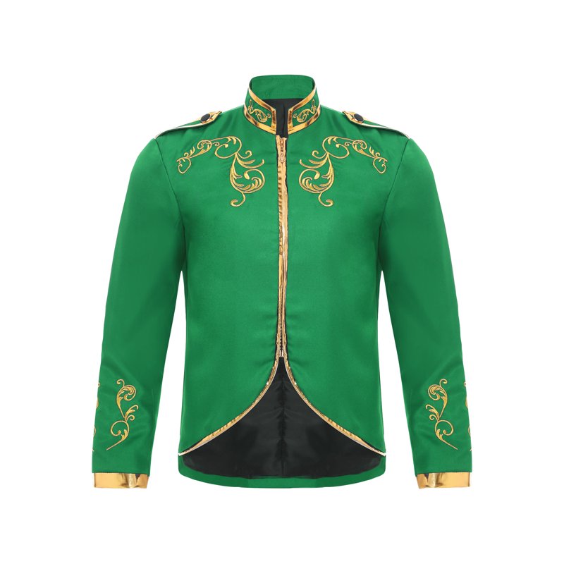 Men's Medieval Prince Costume Coat - Green 3XL Royal Renaissance Embroidered