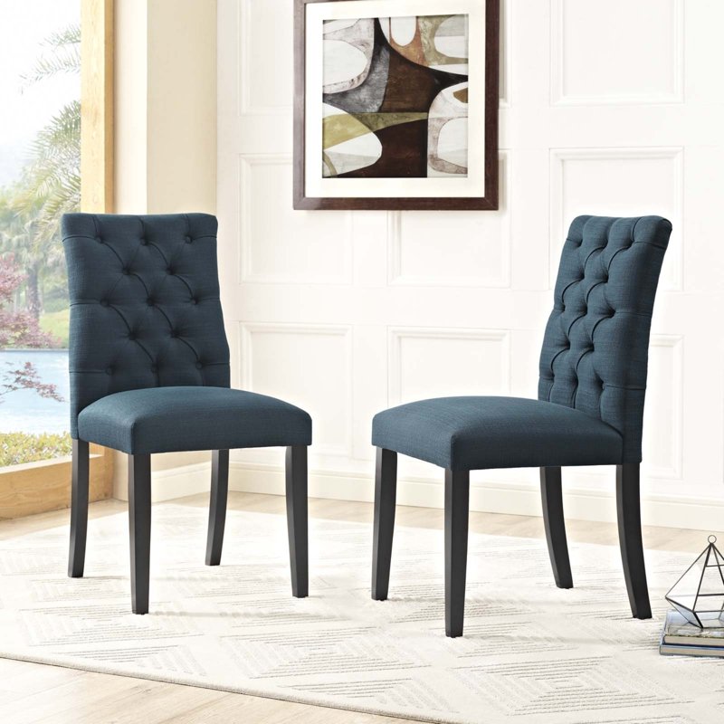Duchess Modern Fabric Dining Chair Set - Azure Blue, 2 Pack