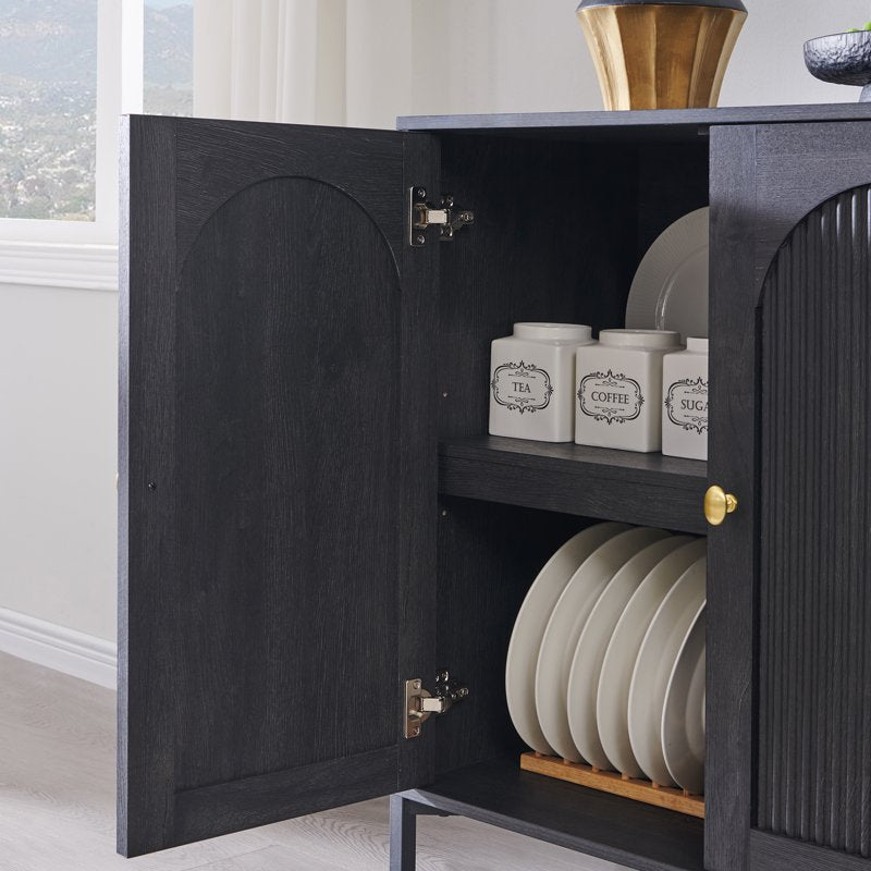 Wooden Buffet Cabinet with Storage - 34" Tall, Grey
