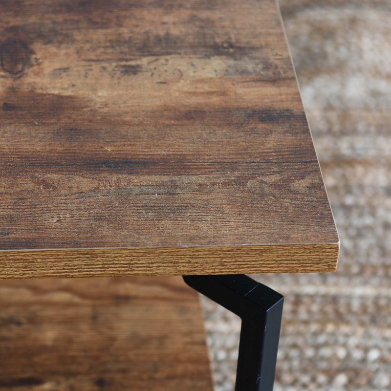 Rustic Coffee Table with Storage Shelf - 2-Tier Design