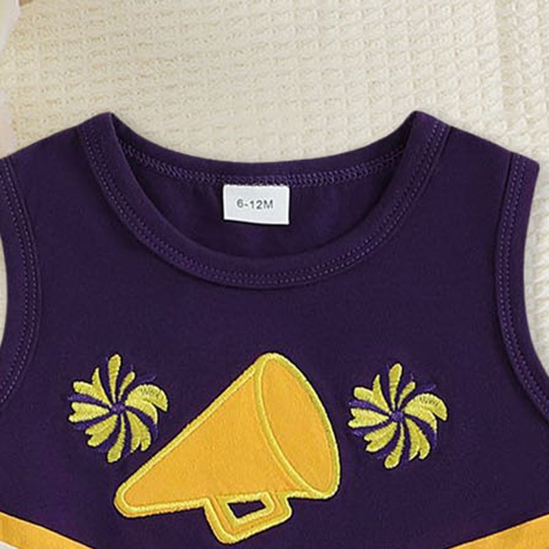 Toddler Girl Cheerleader Outfit Set - Shirt and Skirt for 12-18 Months - Purple