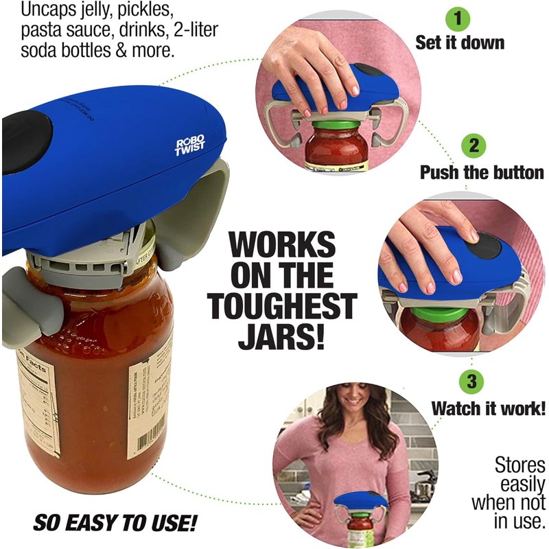Automatic Jar Opener - Electric Handsfree Jar Opener - Blue