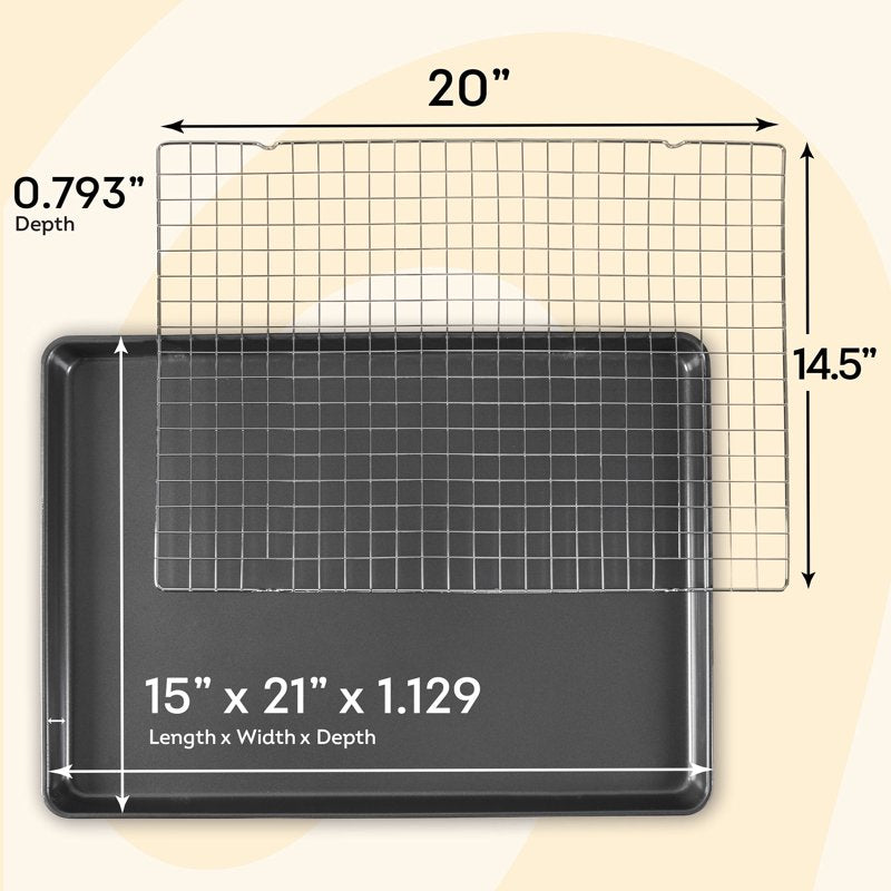 Non-Stick Mega Cookie Sheet & Cooling Rack Set - 21x15