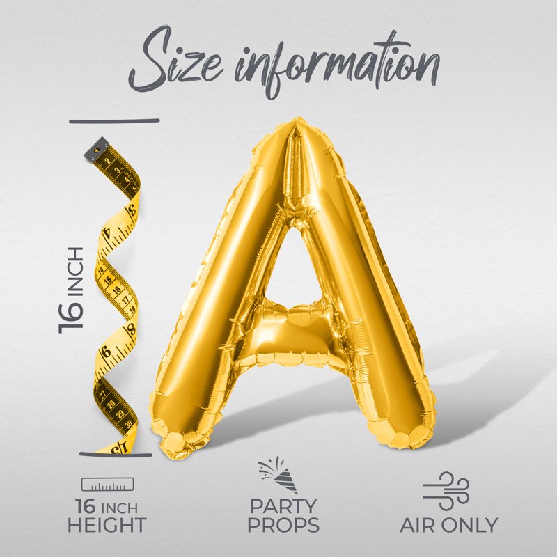 Gold Letter Balloons - 16 Inch Alphabet Foil Balloons for Halloween Party Banner