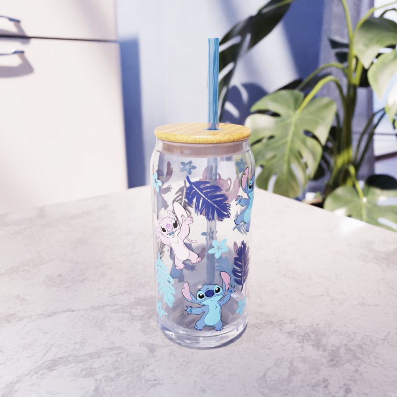 20oz Hadley Glass Tumbler with Lid & Straw - Stitch Design