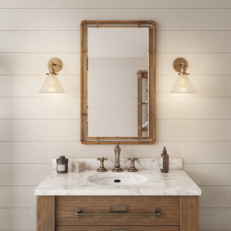 Copper Wall Mirror - 205 x 33 Inches Industrial-Style Accent Mirror - Aspire Home Accents