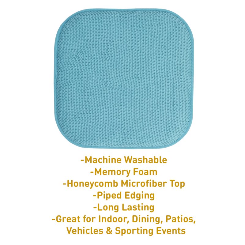 Memory Foam Non-Slip Chair Pad - 16" x 16" - Teal, 6-Pack