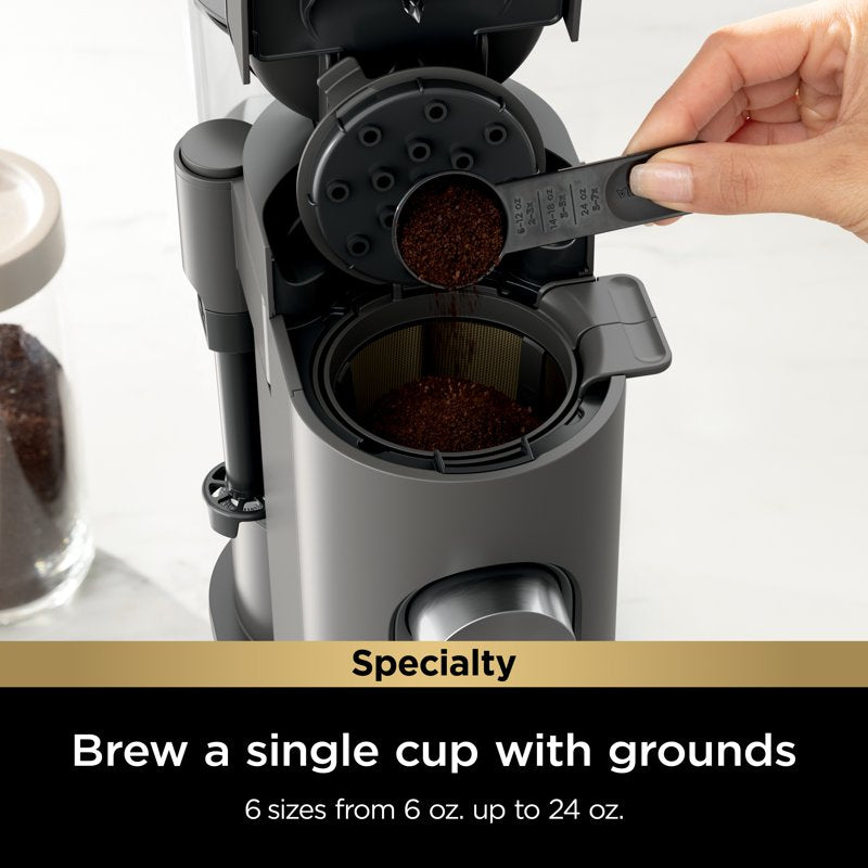 Single-Serve Coffee Maker for Pods & Grounds - 4 Brew Styles, Gray