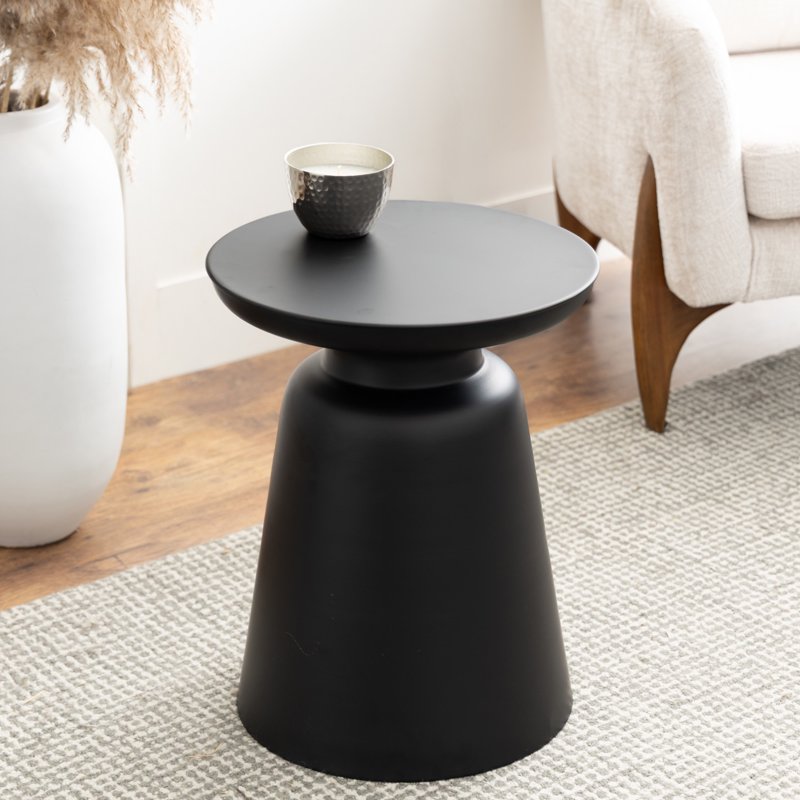 Black Metal Accent Table with Bell Shaped Base - 15" x 19"