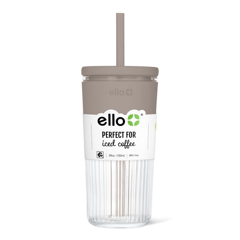 18oz Glass Tumbler with Silicone Grip - Warm Gray