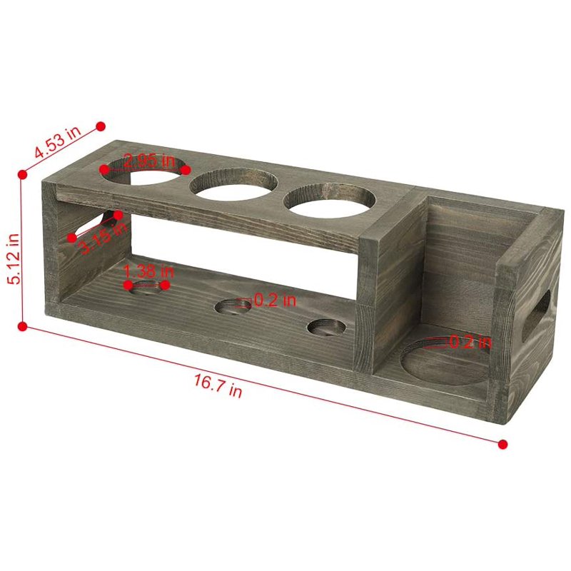 Rustic Wood Countertop Wine Rack for 4 Bottles - No Assembly Required